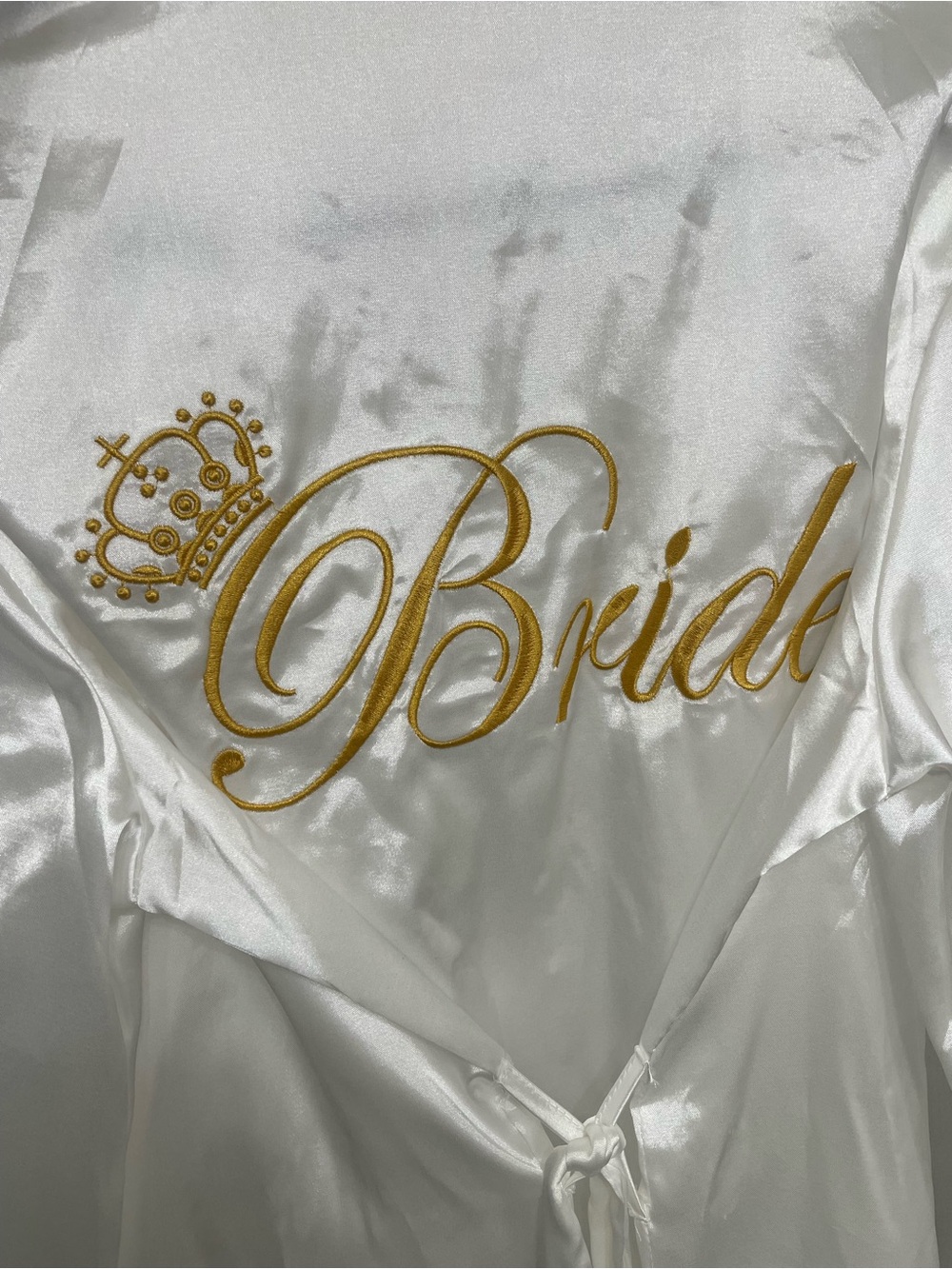 Bride Satin Robe with Gold Script - Picture 5 of 5